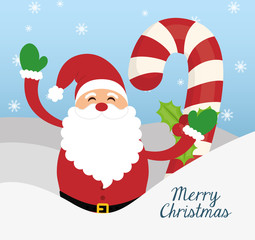 Santa cartoon and candy icon. Merry Christmas decoration and season theme. Colorful design. Vector illustration