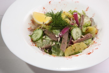 beef tongue salad and cucumber