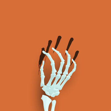 Vector Halloween background with skeleton arm for promotional, p
