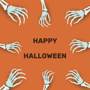 Vector Halloween background with skeleton arm for promotional, p