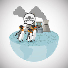 penguin and industry icon. Global warming nature and environment design. Vector illustration
