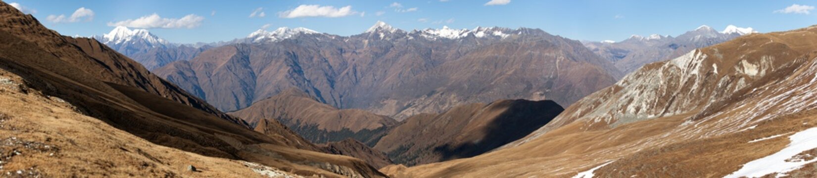 Panoramic view from Jang La pass to Lower Dolpo area