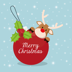 Fototapeta na wymiar reindeer cartoon and sphere icon. Merry Christmas decoration and season theme. Colorful design. Vector illustration