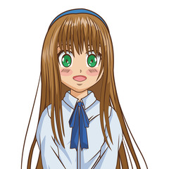 Cartoon and happy student girl kid. Anime manga and comic theme. Colorful and isolated design. Vector illustration