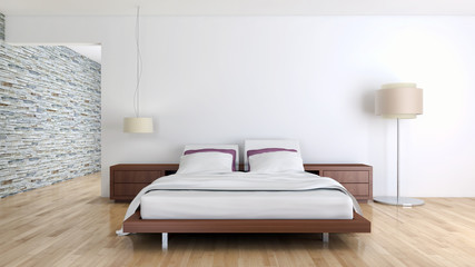 Camera da letto moderna con parquet