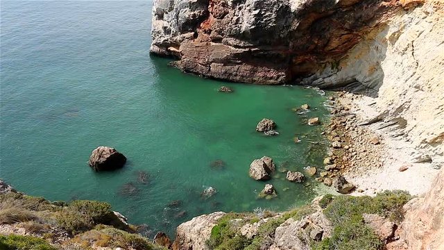 Private rocky bay of Atlantic Ocean west coast Portugal Algarve
