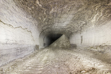 Underground salt mine tunnel