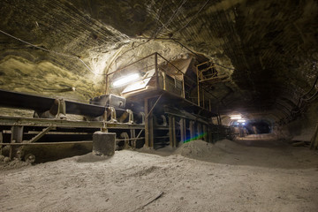 Underground salt mine tunnel