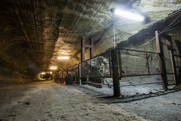 Underground salt mine tunnel