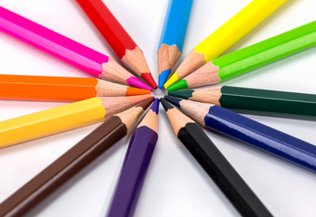 Colorful pencils isolated on background
