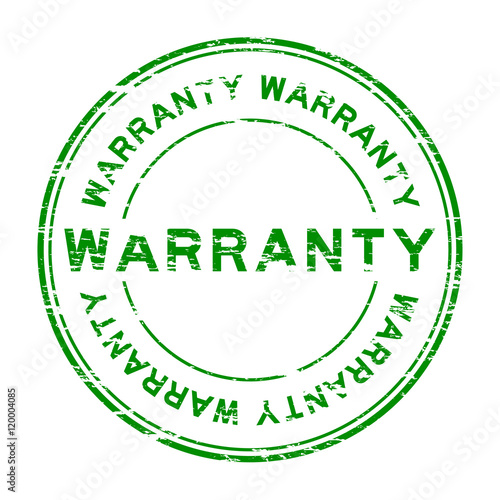 "Grunge green warranty round rubber stamp" Stock image and royaltyfree