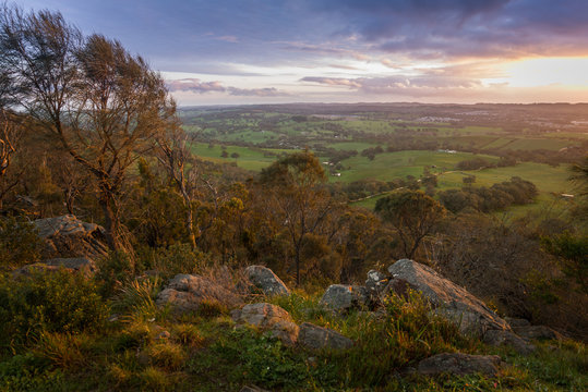 Mount Barker rocky hill top scenic view at dusk