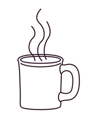 hot coffee mug sketch and silhouette icon. drink and beverage theme. Isolated design. Vector illustration