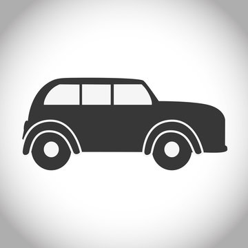 Silhouette of car icon. antique old automobile transportation and vehicle theme. Isolated design. Vector illustration