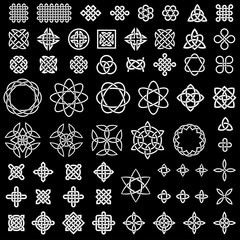 50+ collection of Celtic, Asian (Chinese, Korean, etc.) and other knots for use in your creative projects (raster illustration)
