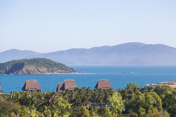 view from the mountain landscape bungalows Vietnam without people
