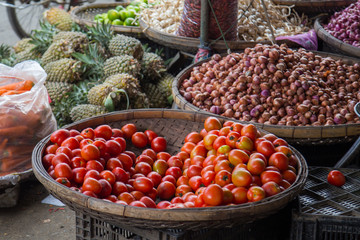 market asia fruit food pineaple tomato vegetables  street