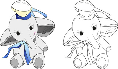 слоненок, детская раскраска, рисунок для оформления детской комнаты