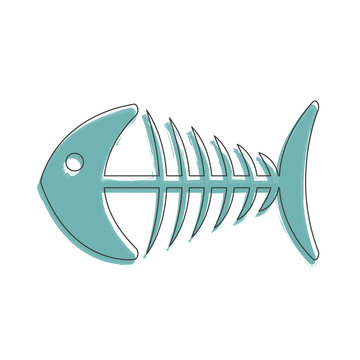 Ecology and Environment icon of fishbone for template website. Environmental protection and pollution fish-bone sign in thin line design. Vector illustration eps10