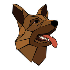 German Shepherd dog head realistic style  poly design