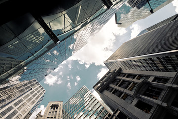 Fototapeta na wymiar Skyscrapers shot with perspective