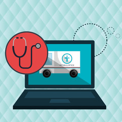 Obraz premium ambulance health laptop icon vector illustration graphic
