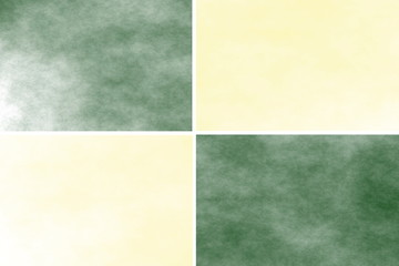 White background with dark green and vanilla colored rectangles