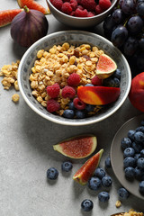 Bowl with cereal and fruits