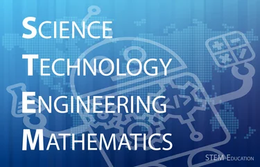 Fotobehang STEM Education Background. Science Technology Engineering Mathematics. © arrow