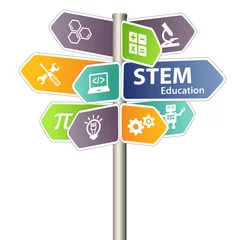 Fotobehang STEM Education Sign. Science Technology Engineering Mathematics. © arrow