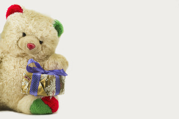 Teddy bear with a pack of gift