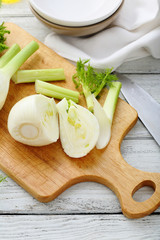 Fresh fennel on cutting board