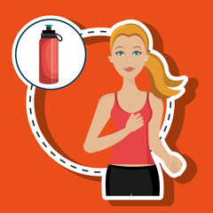 woman run sport health vector illustration graphic