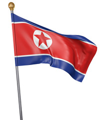 National flag for country of North Korea isolated on white background, 3D rendering