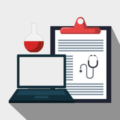 clipboard report laptop medicine vector illustration graphic