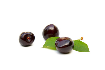 Sweet ripe cherries isolated on white background