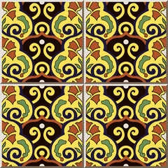 Ceramic tile pattern 411 oriental spiral curve flower leaf