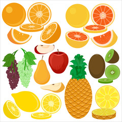 Fruits flat vector icons illustration