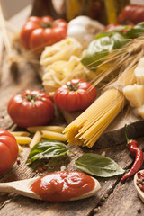Pasta and fresh vegetables