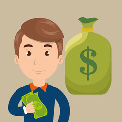 man young money dollar vector illustration eps10