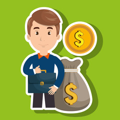 man suitcase bag money vector illustration eps10