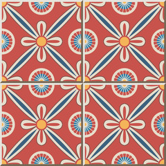 Ceramic tile pattern 483 round cross ribbon flower