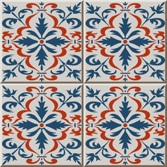 Ceramic tile pattern 486 spiral cruve cross flower kaleidoscope