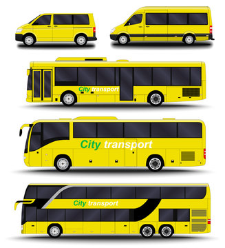 Buses, vans and minivans. Big set.