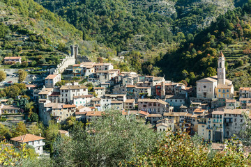 Fototapeta na wymiar Mountain old village Luseram, Provence Alpes Cote d'Azur, France