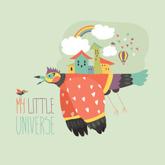 Big bird carries the city on his back