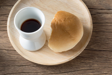 Still life photography : Chalice with red wine and bread, symbols of holy communion