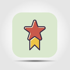 star badge flat icon with long shadow