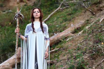 Shaman with Staff and glass ball outdoor