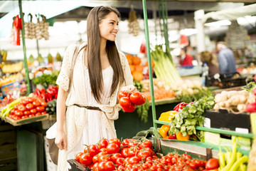 Young woman on market